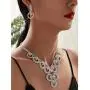 Masiter Rhinestone Necklace Crystal Earrings Glitter Tennis Chain 2Pcs Wedding Bridal Bridesmaid Costume Jewelry Set for Women and Girls