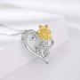 You Are My Sunshine Sunflower Necklace S925 Sterling Silver Sunflower Jewelry for Women Teens