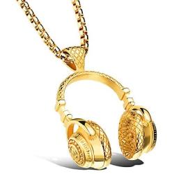 Epychmoot Hip Hop Wireless Earphone Headphone Necklaces Music Headset DJ Necklace Punk Style Personality Microphone Pendant Jewelry