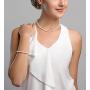 THE PEARL SOURCE 14K Gold 6.5-7mm Round White Akoya Cultured Pearl Necklace, Bracelet & Earrings Set in 18'' Princess Length for Women