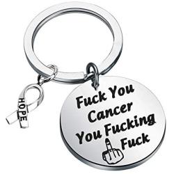 PENQI Fuck Cancer Keychain Cancer Awareness Hope Gift Fuck You Cancer You Fucking Fuck Cancer Survivor Jewelry