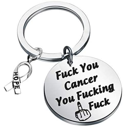 PENQI Fuck Cancer Keychain Cancer Awareness Hope Gift Fuck You Cancer You Fucking Fuck Cancer Survivor Jewelry