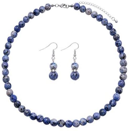 Colorose Bead Necklaces for Women Handmade Multi Color Stone Beaded Strand Choker Necklace with Earring Set