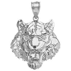Elegant Roaring Tiger Head Necklace Pendant (Large)