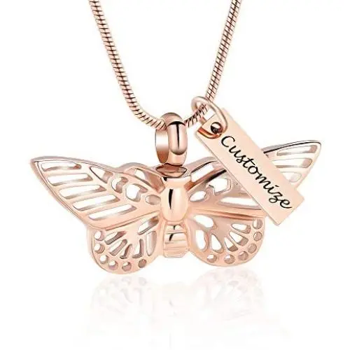 Minicremation Cremation Jewelry for Ashes Memorial Keepsake for Beloveds Ashes Urn Pendants Butterfly Cremation Necklace for Ashes