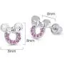 925 Sterling Silver Rhodium Plated Pink Mouse Cubic Zirconia Screwback Baby Girls Earrings