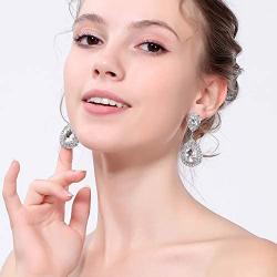 mecresh Clear/Gold Teardrop Austrian Crystal Bridal Dangle Earring