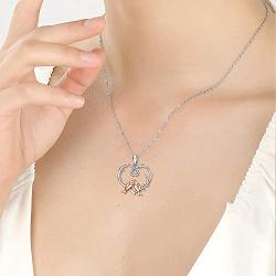 YAFEINI Dainty Bird Necklace Sterling Silver Doves Birds Love Heart Faith Hope Love Pendant Birds on a Branch Jewelry Gifts for Women Wife