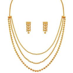 I Jewels One Gram Gold Plated Multi Strands Necklace with Earrings Set for Women MS141