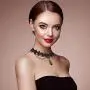 Udalyn Black Lace Gothic Lolita Jewelry Set for Women Lace Necklace with Bracelet and Earrings Set for Halloween Christmas Costume