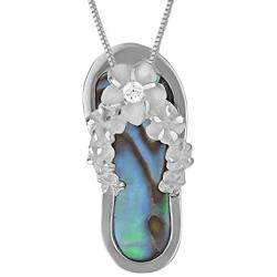 Sterling Silver Shell Slipper Flip Flop Pendant Necklace, 16+2'' Extender