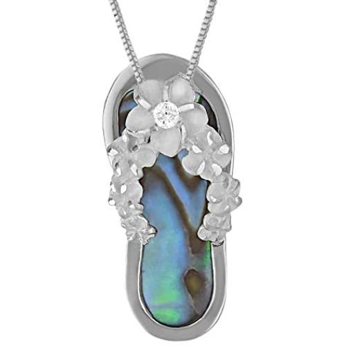 Sterling Silver Shell Slipper Flip Flop Pendant Necklace, 16+2'' Extender