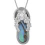 Sterling Silver Shell Slipper Flip Flop Pendant Necklace, 16+2'' Extender