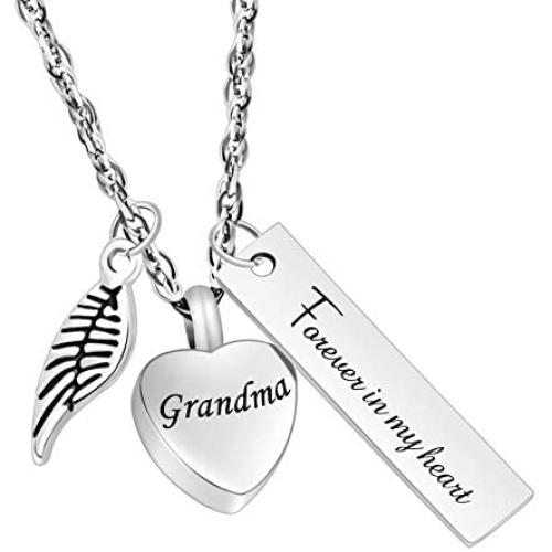 Dletay Urn Necklace for Ashes Cremation Jewelry for Ashes Memorial Ashes Keepsakes Jewelry-Forever in My Heart