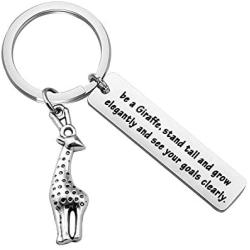 Gzrlyf Giraffe Keychain Inspirational Quotes Giraffe Gifts for Giraffe Lovers Be a Giraffe Stand Tall Grow Elegantly and See Your Goals Clearly