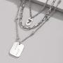 Good Luck Mens Stainless Steel Chain Necklace Silver Color Pendant Layered Necklace for Women with Lucky Number 7