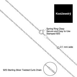 Kooljewelry Sterling Silver Twisted Curb Chain Necklace (1 mm, 1.2 mm or 2.1 mm)