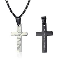 MPRAINBOW Cross Necklace for Men - Stainless Steel Cross Pendant Necklaces for Men and Women Personalized Simple Cross Pendant Gold Silver Black Cross Necklace Jewelry Gifts, 24 Inches Chain