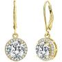EVER FAITH Womens 925 Sterling Silver Elegant Round CZ Prong Setting Dangle Earrings