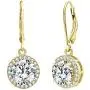 EVER FAITH Womens 925 Sterling Silver Elegant Round CZ Prong Setting Dangle Earrings