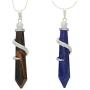 Natural Gemstone Pendant Necklace Healing Crystal Quartz Reiki Chakra Gem Stones 18 Inch Women Girls Men Birthday Gifts (2pcs)