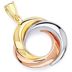 Wellingsale 14k 3 Tri Color White Yellow and Rose Gold 3Round Infinity Pendant (Size : 26 x 20 mm)