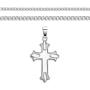 XP Jewelry Sterling Silver Budded Cross Pendant Italian Made Curb Chain Necklace - Choice of Sizes