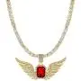 HH Bling Empire Iced Out Ruby Pendant Chain,Tennis Chain for Men in Gold Plated 24 Inches
