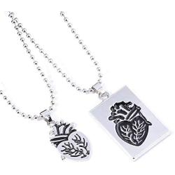 CEAROJEL Couple Necklace for Men Women - Puzzle Jewelry Anatomical Heart Pendant Necklace Stainless Steel Chain Collar, for Him Her