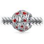 Red Silver Round I Love You Word Filigree Red Hearts Charm Bead For Women Teen .925 Sterling Silver Fits European Charm Bracelet