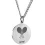 HZMAN Tennis Racket Medal Necklace Pendant, I CAN DO All Things Strength Bible Verse Stainless Steel Chain