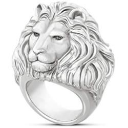 Gold Lion Head Ring for Men, Norse Viking Lion with Mane, Lion Totem Ring, Heavy Metal Rock Punk Style Gothic Biker Ring, Amulet Ring, Viking Animal Jewelry Gift for Men Boys