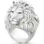 Gold Lion Head Ring for Men, Norse Viking Lion with Mane, Lion Totem Ring, Heavy Metal Rock Punk Style Gothic Biker Ring, Amulet Ring, Viking Animal Jewelry Gift for Men Boys