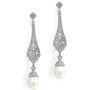 Mariell Cubic Zirconia Vintage Art Deco Dangle Earring with Freshwater Pearl Drops for Brides or Weddings