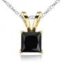 Dazzlingrock Collection 10K Gold Princess Cut Black Diamond Ladies Solitaire Pendant