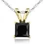 Dazzlingrock Collection 10K Gold Princess Cut Black Diamond Ladies Solitaire Pendant