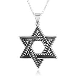 Marina Jewellery Real 925 Sterling Silver Chain Necklace with Jewish Token Pendant Charm, 18 or 24 Inch Box Chain (See Design/Chain Size Options)