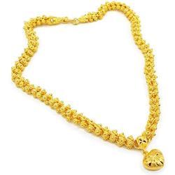 Heart Pikun Flower 22k 23k 24k Thai Baht Yellow Gold GP Necklace Pendant Jewelry Women