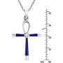 AeraVida Ankh Hieroglyph Eternal Life Simulated Blue Lapis-Lazuli .925 Sterling Silver Pendant Necklace