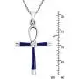 AeraVida Ankh Hieroglyph Eternal Life Simulated Blue Lapis-Lazuli .925 Sterling Silver Pendant Necklace