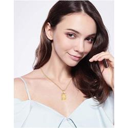 FUNRUN JEWELRY Stainless Steel Initial Pendant Necklace for Men Women Gold Plated Square Letter Pendant Necklace Alphabet 26 A-Z
