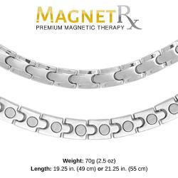 MagnetRX® Titanium Magnetic Therapy Necklace - Natural Pain Relief for Neck Arthritis, Back, Shoulder Pain, Headache and Migraine Relief Magnetic Necklace (Silver, 21.5 Inches)