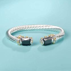 UNY Designer Inspired Jewelry Radiant CZ Cable Wire Antique Bangle Elegant Beautiful