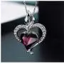 Heart Pendant Necklace - New Heart and Flame Design with Crystals from Swarovski - Womens and Girls Jewelry - Fuchsia Colored Crystal Heart Shaped Pendant Necklace Heart Pendant Necklace - New Heart and Flame Design with Crystals from Swarovski - Womens and Girls Jewelry - Fuchsia Colored Crystal Heart Shaped Pendant Necklace