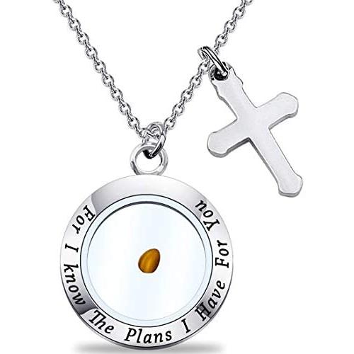 HOLLP Faith Jewelry Real Mustard Seed Bracelets Trust in The Lord Necklace for Christian Inspirational Gift