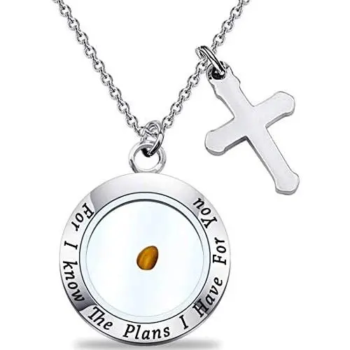 HOLLP Faith Jewelry Real Mustard Seed Bracelets Trust in The Lord Necklace for Christian Inspirational Gift
