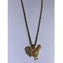 Shop-iGold Men Women 925 Italy Gold Finish Iced Gallo Rooster Ice Out Pendant Stainless Steel Real 2 mm Rope Chain Necklace, Mens Jewelry, Iced Pendant, Rope Necklace