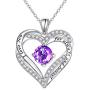 Flyow 925 Sterling Silver Rhodium Plated Cubic Zirconia Forever Love Heart Pendant Necklace for Women Jewelry Birthday Gift