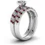 Couple Ring Bridal Set His and Hers Women 10k White Gold Filled Heart Garnet CZ Men Tungsten Carbide Band 10k Wedding Ring Band Set Couple Ring Bridal Set His and Hers Women 10k White Gold Filled Heart Garnet CZ Men Tungsten Carbide Band 10k Wedding Ring Band Set