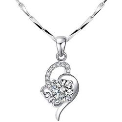 Brands Platinum Plated Sparky Cubic Zirconia Love Heart Arrow Pendant Necklace for Women Valentines Lover Gifts for Girlfriend ZY063